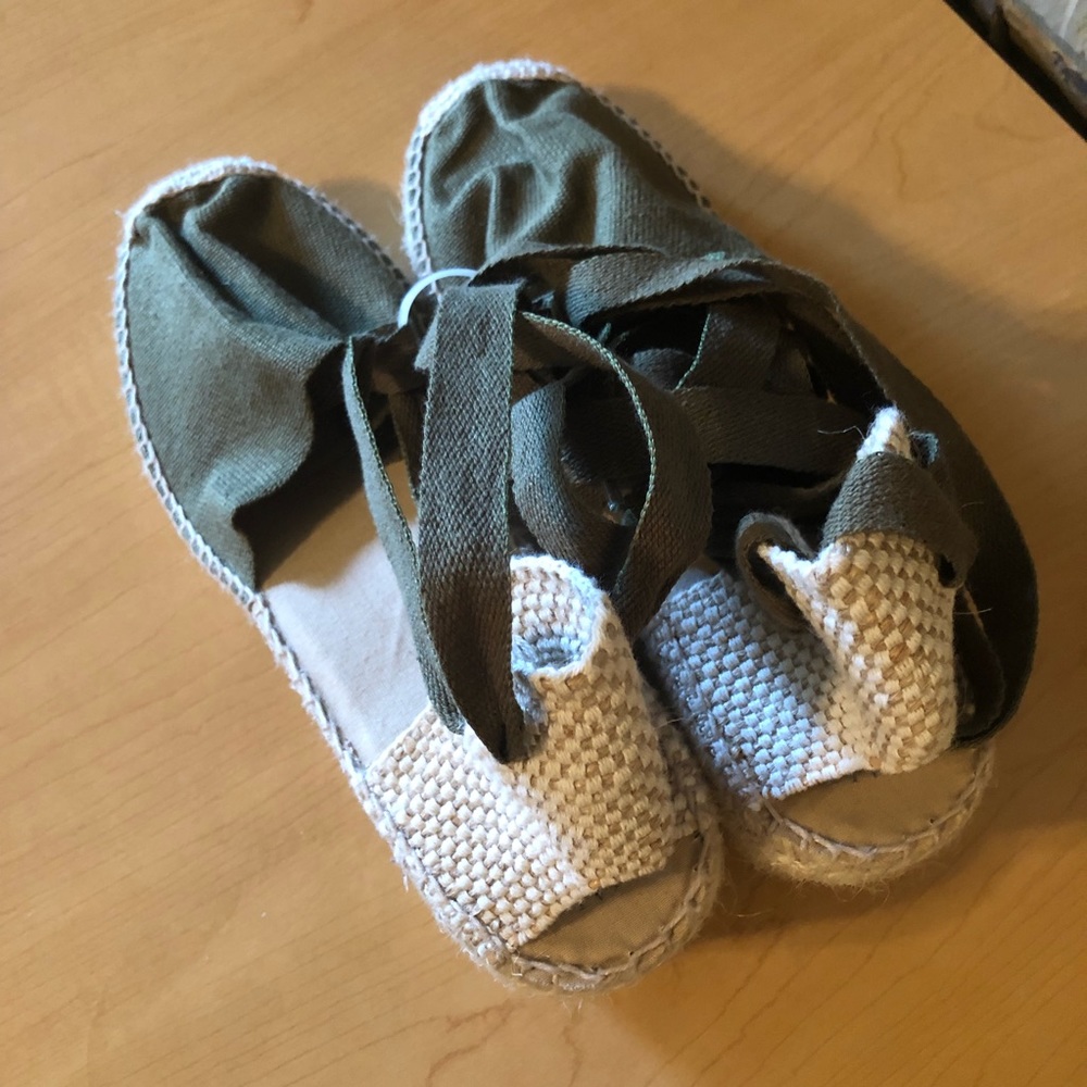 NWOT Alparatera La Manual Espadrilles Wedge Sandals Fish Mouth Toes Canv… - Picture 2 of 7